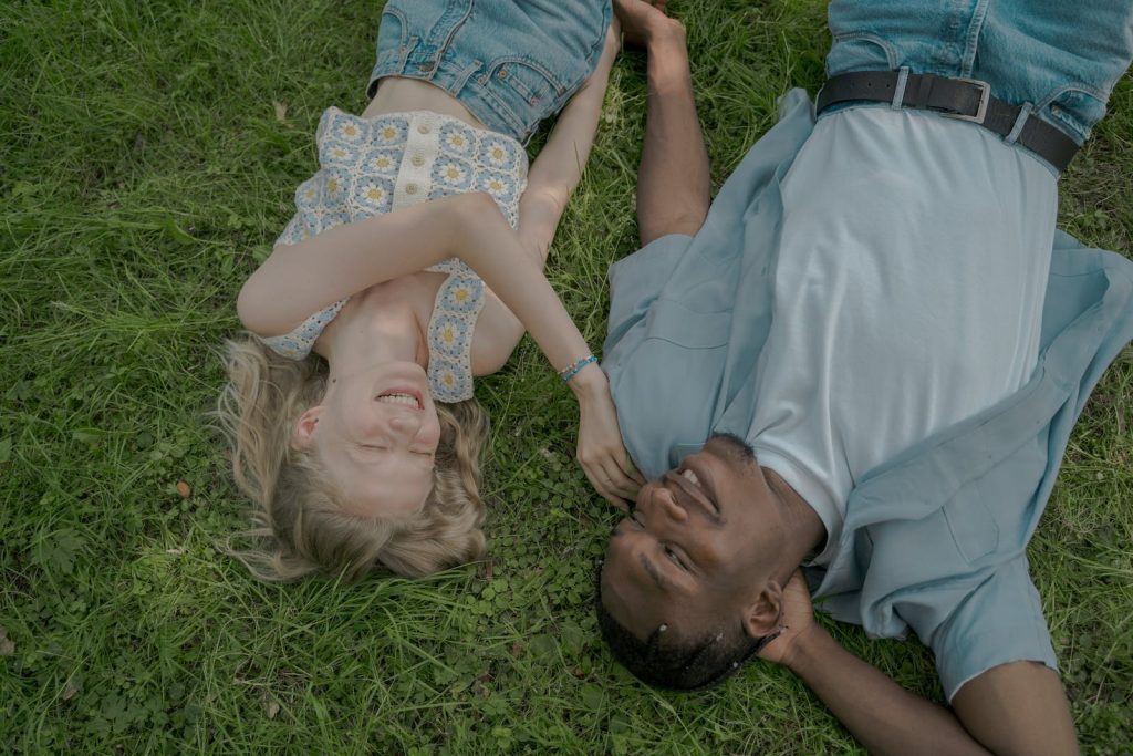 people laying on garden
